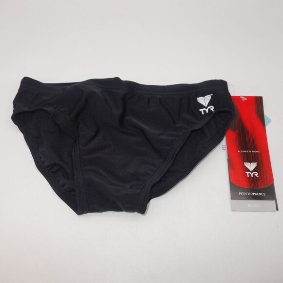 NEW TYR Male Competition Solid Racer Brief Swimsuit BLACK Size 26 - Picture 2 of 9